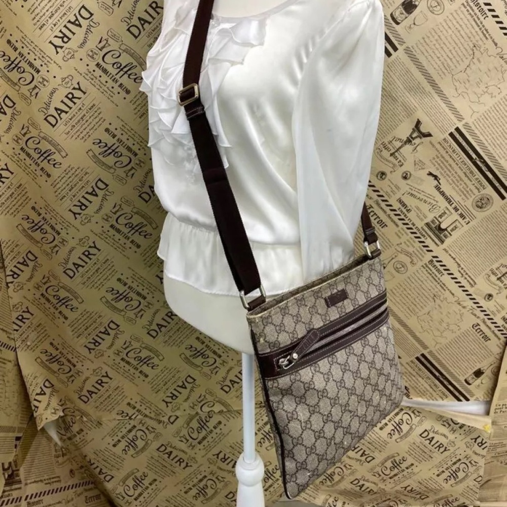 💯% AUTHENTIC GUCCI GG Supreme Crossbody & Shoulder Bag Canvas Beige Authentic